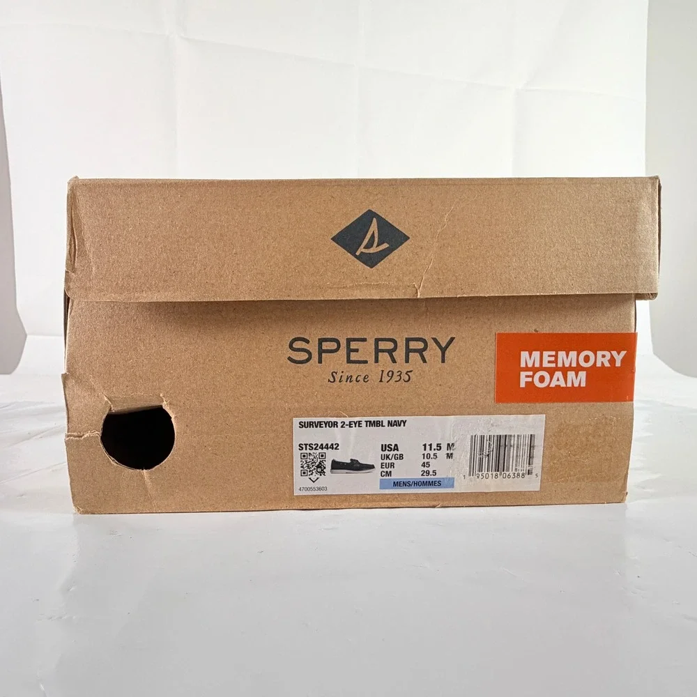 Sperry Top-Sider Men's Surveyor 2-Eye Leather Navy Boat Shoes Size 11.5 M